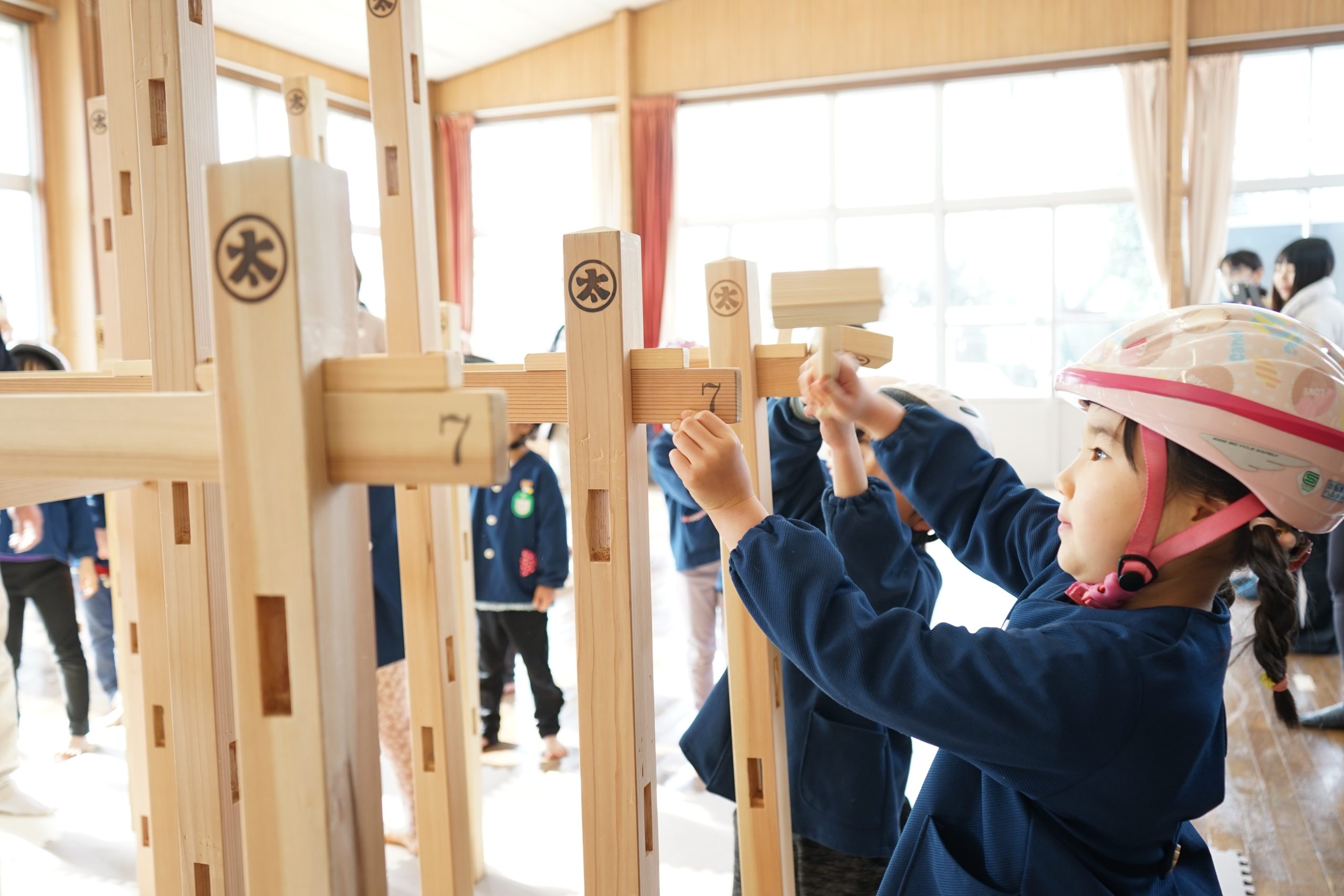 新城市の木育、木のジャングルジム、くむんだー