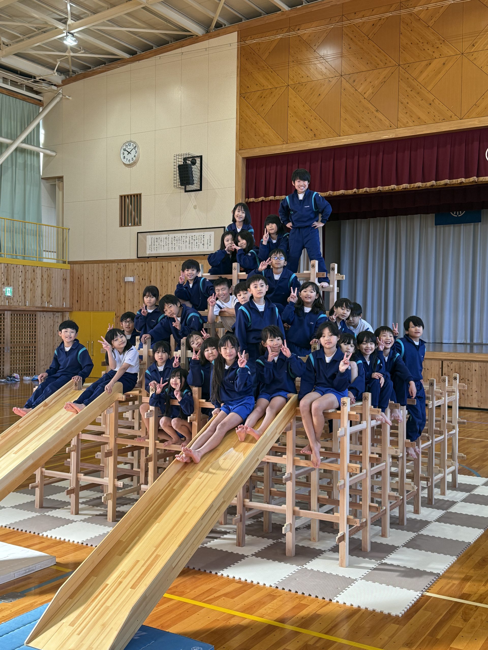 木のジャングルジム、くむんだー、木育、新城市の木育